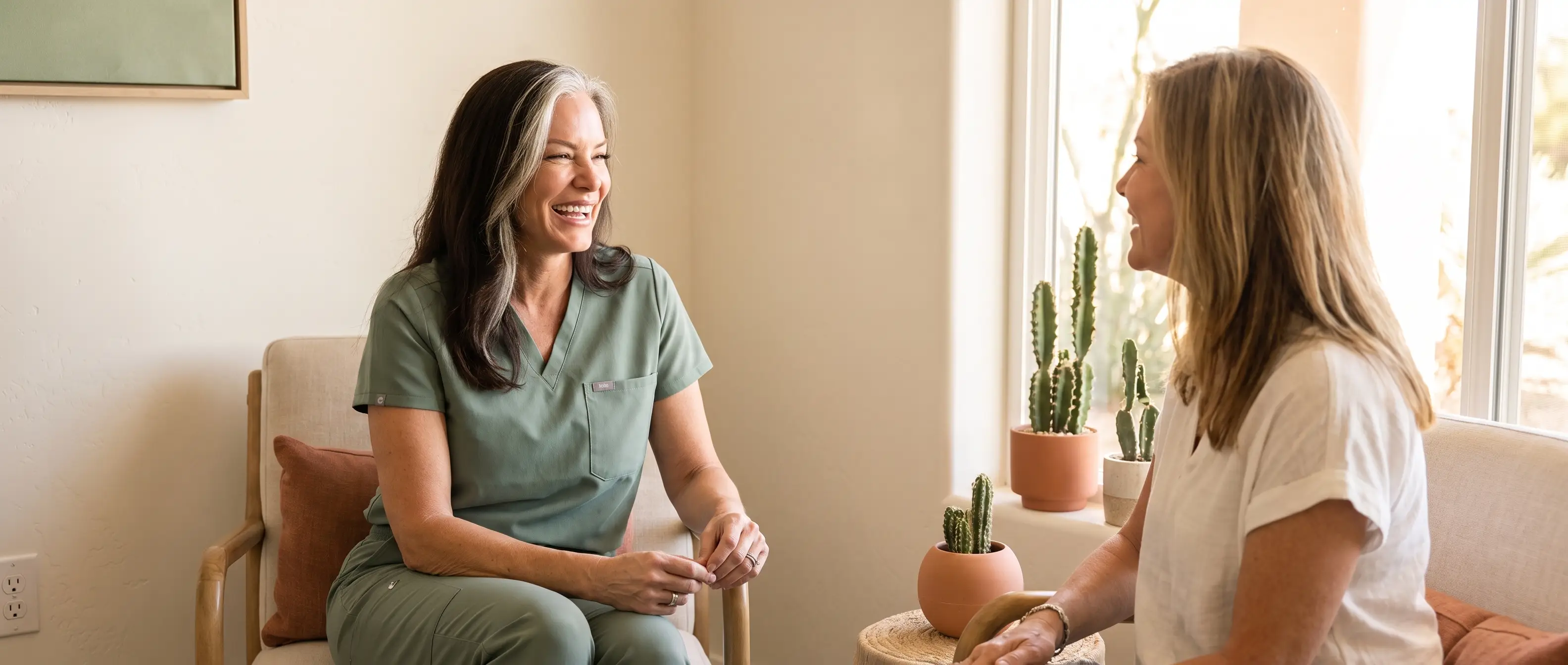 A calm conversation in the Desert Willow clinic