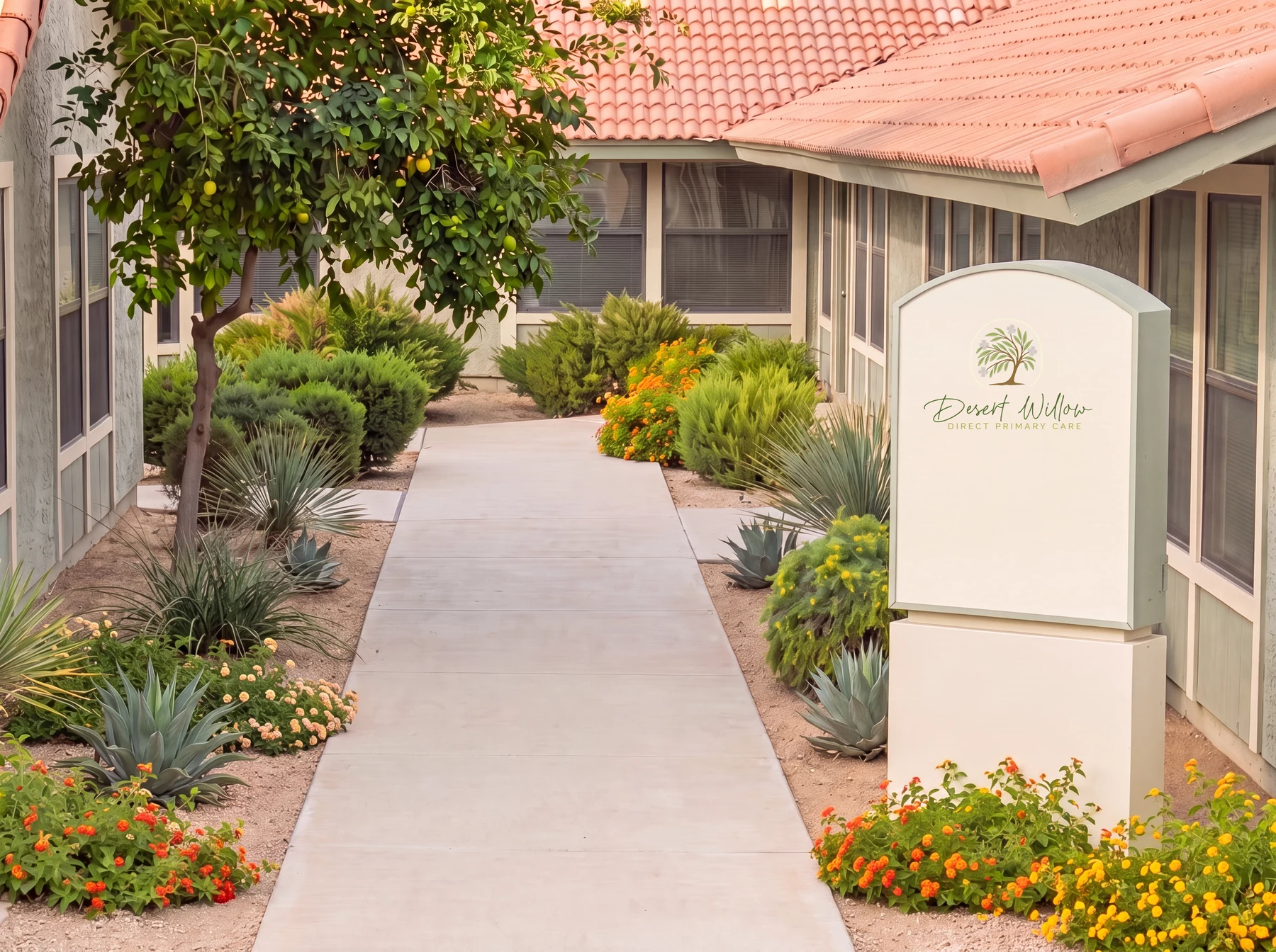 The walkway to Desert Willow's Chandler office
